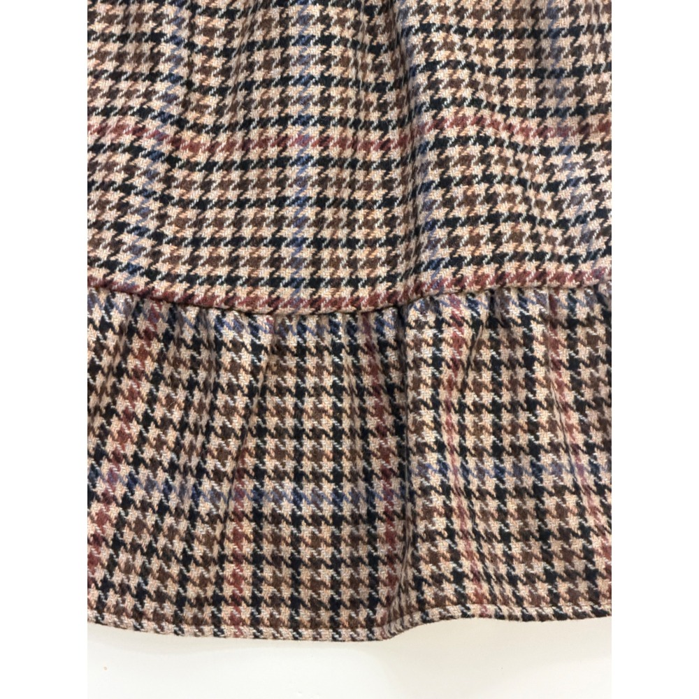 J.Crew Mercantile Brown Houndstooth Wool Blend Ruffle Hem Mini Skirt Size 8 - Picture 9 of 9